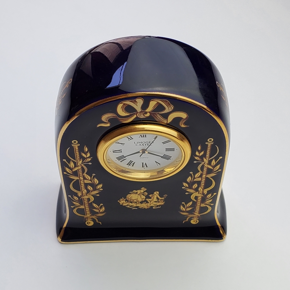 Vintage Rare Limoges 22K Gold Mini Clock Decor - Picture 11 of 16
